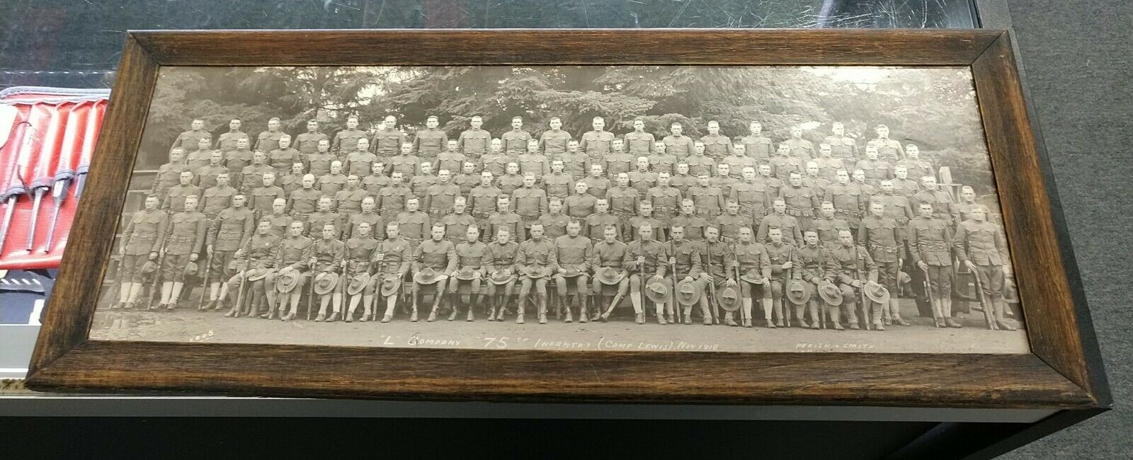 WWI Photo L Company 75th Infantry Camp Lewis Nov 1918 Parish Smith in Frame