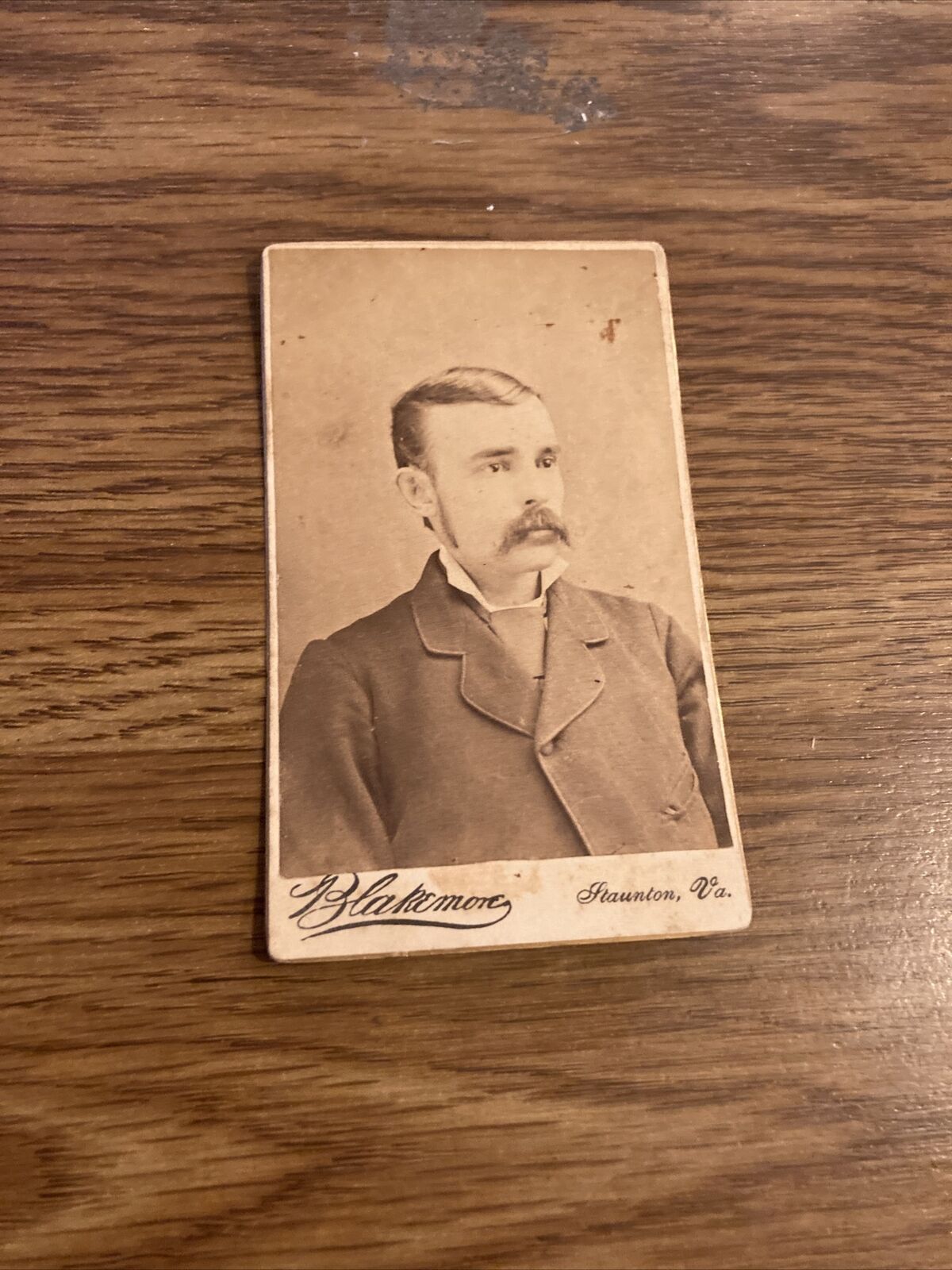 Antique Cabinet Card Photo Blakemore Studio VA, Mustache Man Portrait
