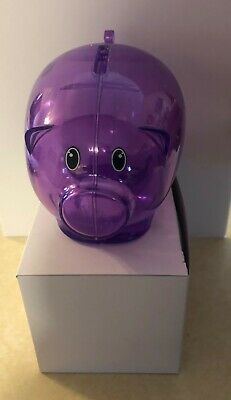 New Purple Plastic Piggy Bank 5 1/2" X 3 3/4"- Save Coins And Cash Fun For Kids
