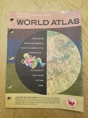 VINTAGE 1962 Westab Space Age World Atlas Map Book Jeppesen Lambert Projections