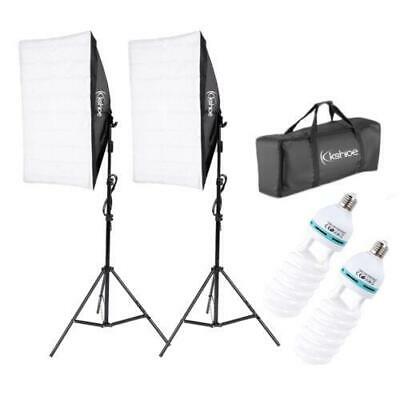 2pcs Softbox Stand Photography Photo Set 135w Bulb Single Head Studio Light Kit