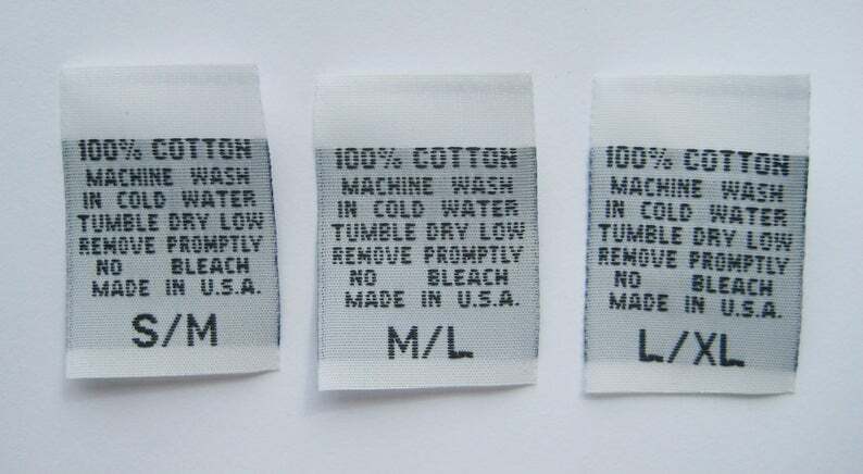 100 Pcs White Woven Clothing Care Label- 100% Cotton Machine Wash - S/m M/l L/xl