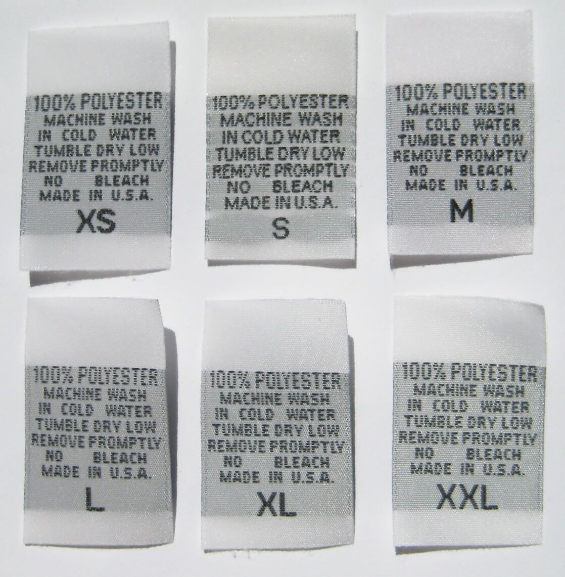 100 Pcs Woven Clothing Care Label Size Tag, 100% Polyester - Xs S M L Xl Xxl