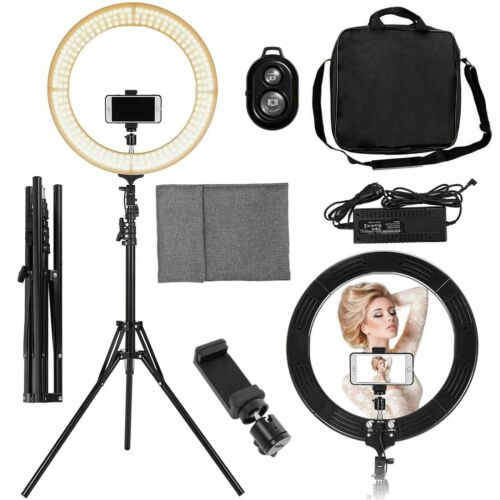 19" Led Smd Ring Light Kit With Stand Dimmable 5500k For Makeup Phone Camera