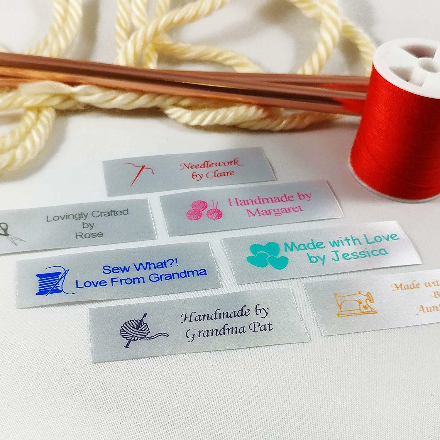 100 Personalized Satin Sewing Labels For Knitting, Quilting And Sewing Crafts